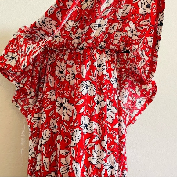 Cato woman's Floral vibrant red Maxi Dress plussize vacation summer with pockets - Picture 6 of 12